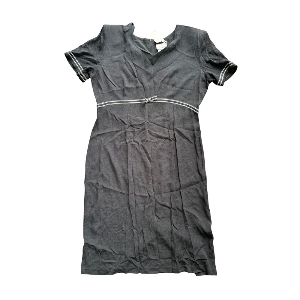 Via‎ Saint Andrea Vintage 1940s Style Black Midi Dress Bow Accent Size 16M USA